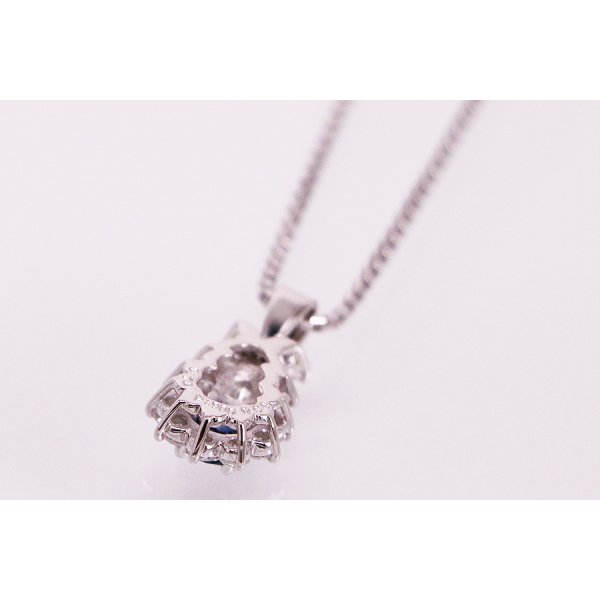 PT850/900 サファイアダイアイリペンダントネックレス 0.63ct 0.70ct 7.70g　裏面