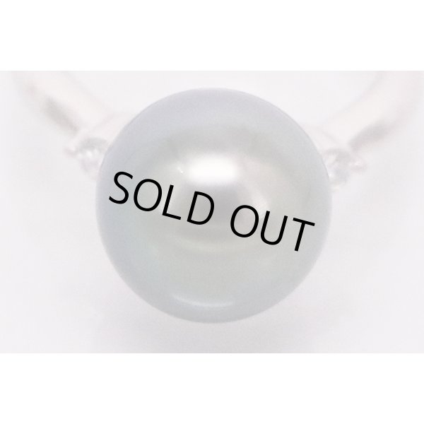 PT900 黒蝶パールダイアイリリング 11.50mm 0.11ct 7.20g　拡大