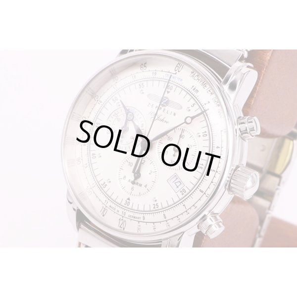 ツェッペリン　7680　クロノグラフ　100周年記念　銀文字盤　サイド拡大