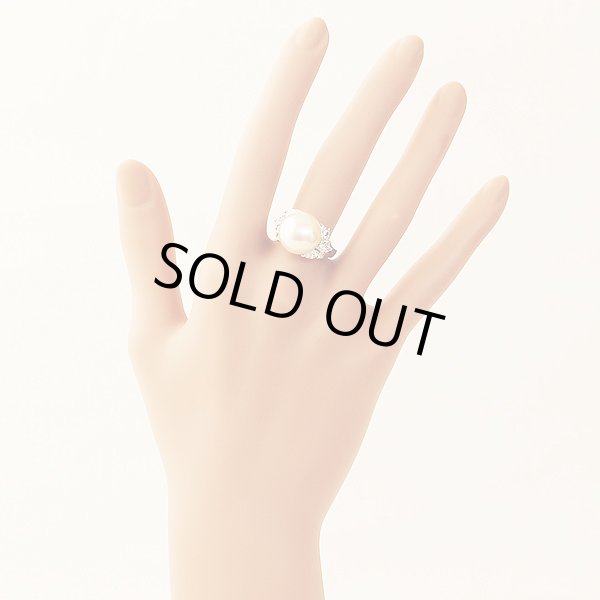 ミキモト　PT950 パールダイアイリリング 12.70mm 1.06ct 11.30g　装着イメージ