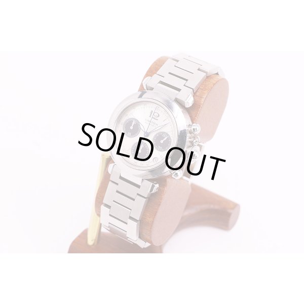 カルティエ　パシャＣ　クロノグラフ　銀／黒文字盤　サイド