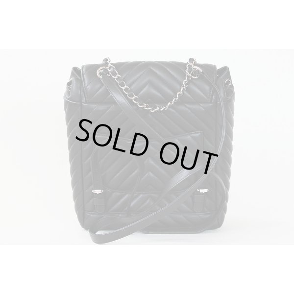 シャネル　シェブロン ステッチリュック A91121 ブラック／SIV金具　裏面