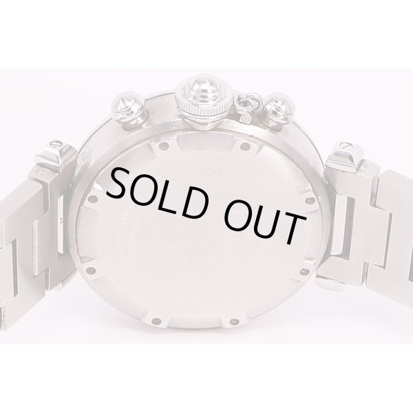 カルティエ　パシャＣ　クロノグラフ　銀／黒文字盤　裏面拡大