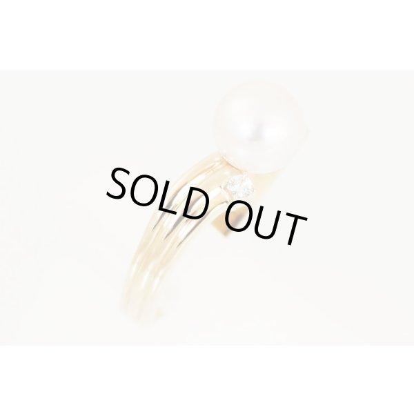 タサキ　K18 パールダイアイリリング 7.20mm 0.05ct 3.90g　サイド(2)