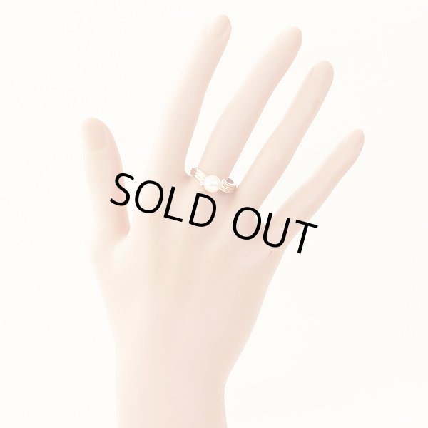 タサキ　K18 パールダイアイリリング 7.20mm 0.05ct 3.90g　装着イメージ