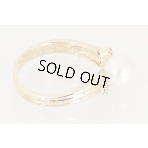 タサキ　K18 パールダイアイリリング 7.20mm 0.05ct 3.90g　パール