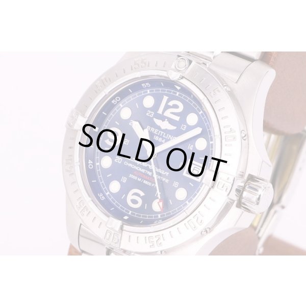 スーパーオーシャン　Ａ１７３９０　スチールフイッシュ　紺文字盤　サイド拡大