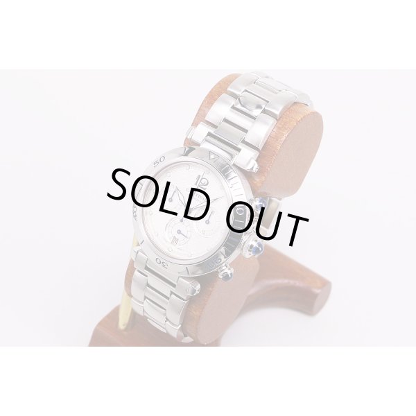 カルティエ　パシャ38　クロノグラフ　銀文字盤　サイド