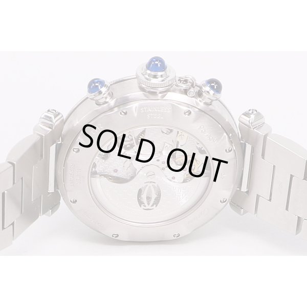 カルティエ　パシャ38　クロノグラフ　銀文字盤　裏面拡大