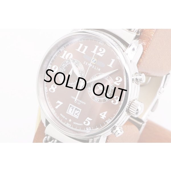 ツェッペリン　LZ127　クロノグラフ　茶文字盤　サイド拡大