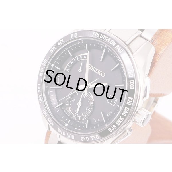 セイコー　ブライツワールドタイム　SAGA167　電波ソーラー　黒文字盤　サイド拡大