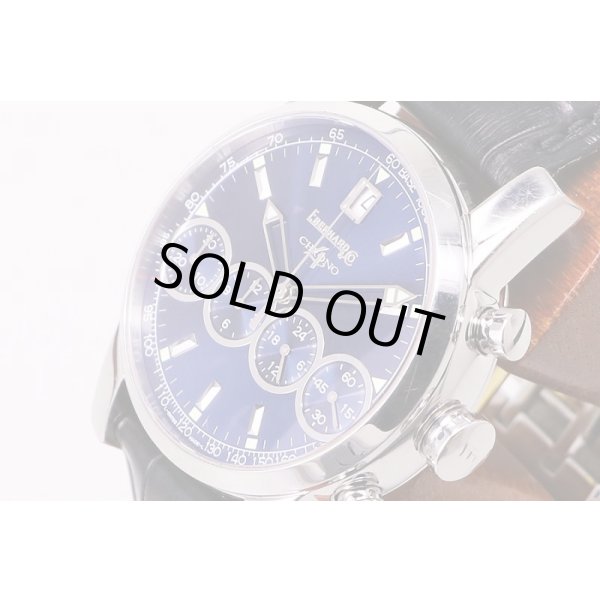 エベラール　クロノ４　ラウンド　青文字盤　サイド拡大