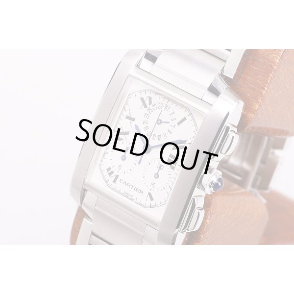 カルティエ　タンクフランセーズ　クロノリフレックス　白文字盤　サイド拡大