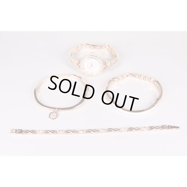 アンクライン　AK1470B　シェル文字盤　ラインストーンベゼル　ＧＰバングル、ブレス　３点