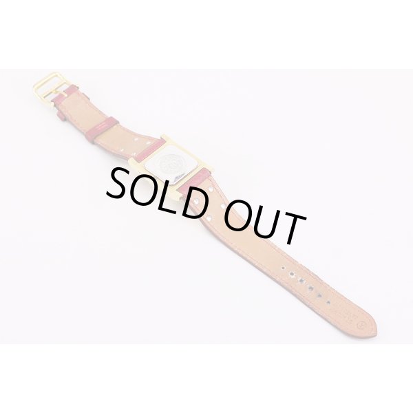 エルメス　メドール　白文字盤　革ベルト裏面状態