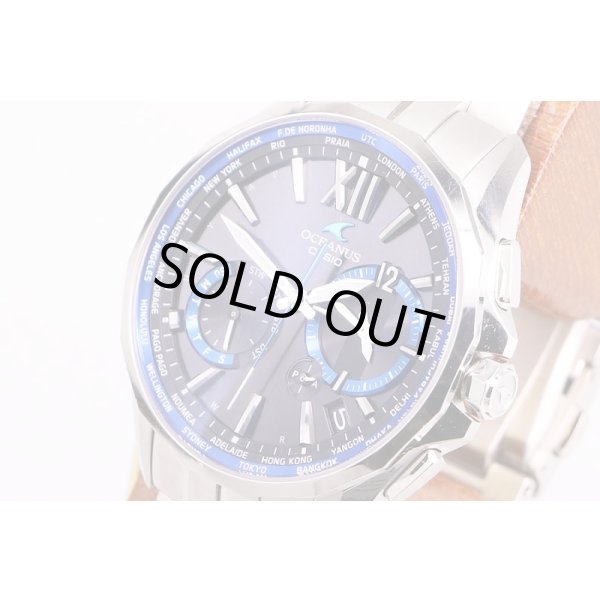 カシオ　オシアナス　OCW-53400　電波ソーラー　青文字盤　サイド拡大