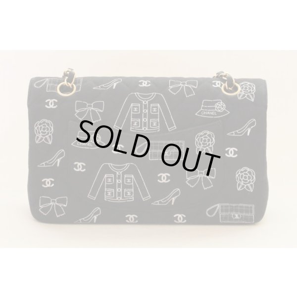 シャネル　マトラッセアイコンプリントショルダーバック　GP金具　黒　裏面