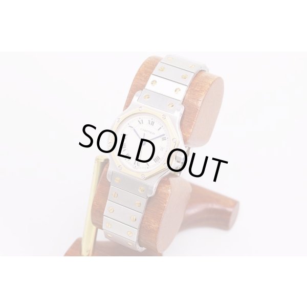 カルティエ　サントス　オクタゴン　白文字盤　コンビ　サイド