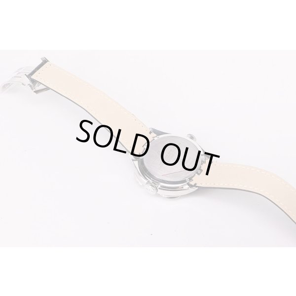 タグホイヤー　SLR　CAG2110　クロノグラフ　黒文字盤　革ベルト状態　裏面