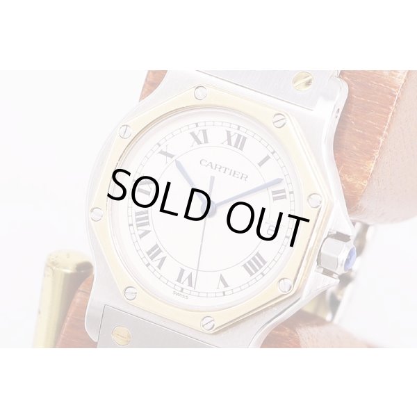 カルティエ　サントス　オクタゴン　白文字盤　コンビ　サイド拡大