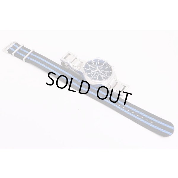 モーリス・ラクロア　ポントスＳ　クロノ　PT6008　黒文字盤　ナトーブルー　替えナイロンベルト