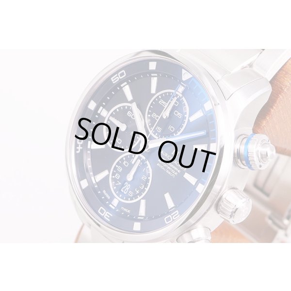 モーリス・ラクロア　ポントスＳ　クロノ　PT6008　黒文字盤　ナトーブルー　サイド拡大
