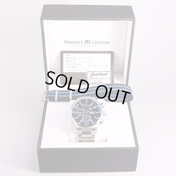 モーリス・ラクロア　ポントスＳ　クロノ　PT6008　黒文字盤　ナトーブルー　箱・保証書