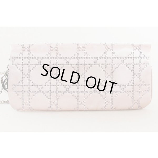 クリスチャンディオール　パーティバッグ　(ピンク・ラインストーン)　裏面