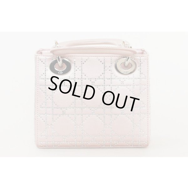 クリスチャンディオール　ハンドバック　(ピンク・ラインストーン)　裏面