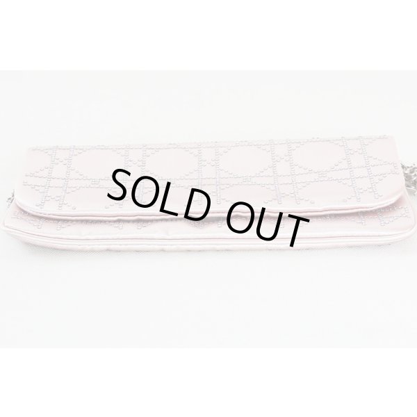 クリスチャンディオール　パーティバッグ　(ピンク・ラインストーン)　底