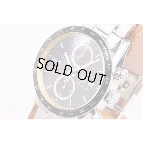 タグホイヤー　カレラ　リングマスター　CV201V　黒文字盤　金色リング　サイド拡大