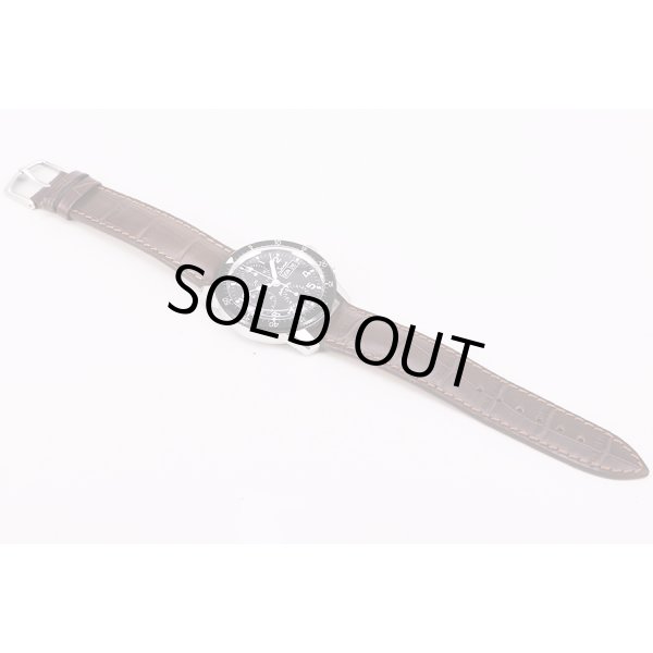 ジン　103.B　クロノグラフ　黒文字盤　革ベルト状態　表面