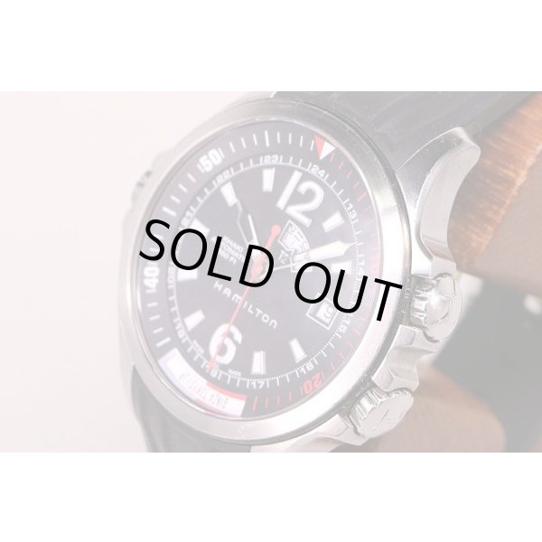 ハミルトン　カーキネイビーＧＭＴ　Ｈ７７５５５０　黒文字盤　サイド拡大
