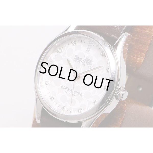 コーチ　ＣＡ９６．７．１４　銀ロゴ文字盤　サイド拡大