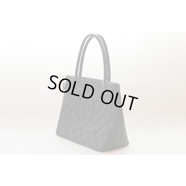 シャネル　復刻トートバック ブラック／ゴールド金具　サイド