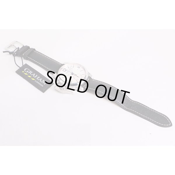 グラハム　クロノファイター１６９５　ＡＸ－２ＣＸＡＳ　銀文字盤　革ベルト状態(1)