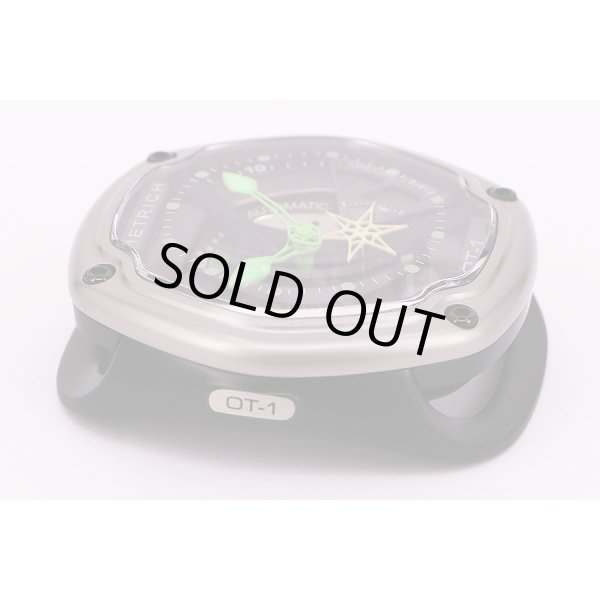 ディートリッヒ　オーガニックタイム　ＯＴ－１　スケルトン黒文字盤　緑色針　拡大