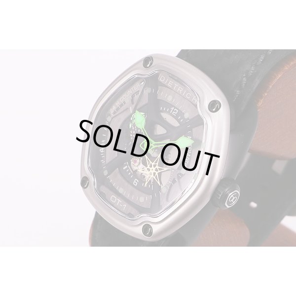 ディートリッヒ　オーガニックタイム　ＯＴ－１　スケルトン黒文字盤　緑色針　サイド拡大