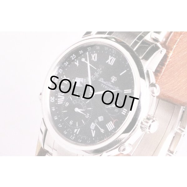 天賞堂　デュアルタイムアラーム　黒文字盤　サイド拡大