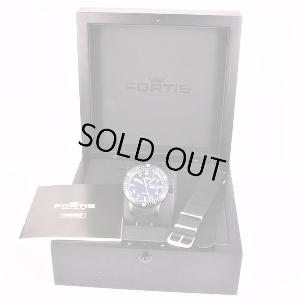 フォルティス　Ｂ－４２　６４７．１８．１０　エアロマスター　ミッションタイマー　黒文字盤　箱・替えナイロンベルト