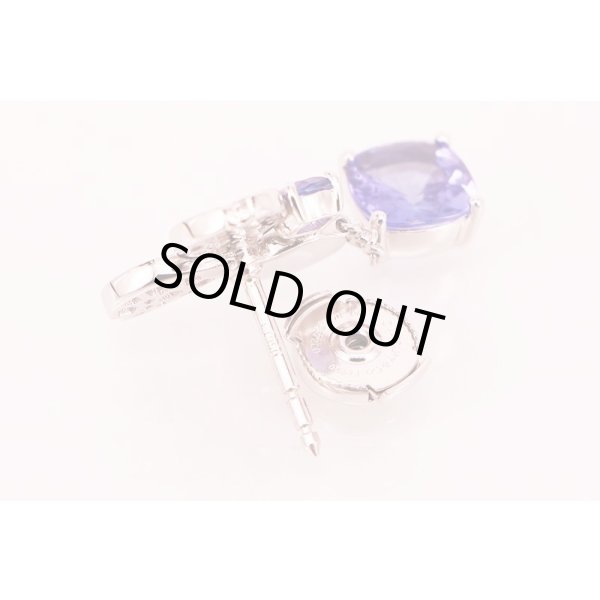 ティファニー　PT950 ペーパーフラワー タンザナイトダイアイリ フラワー ドロップピアス 10.30g　留め具