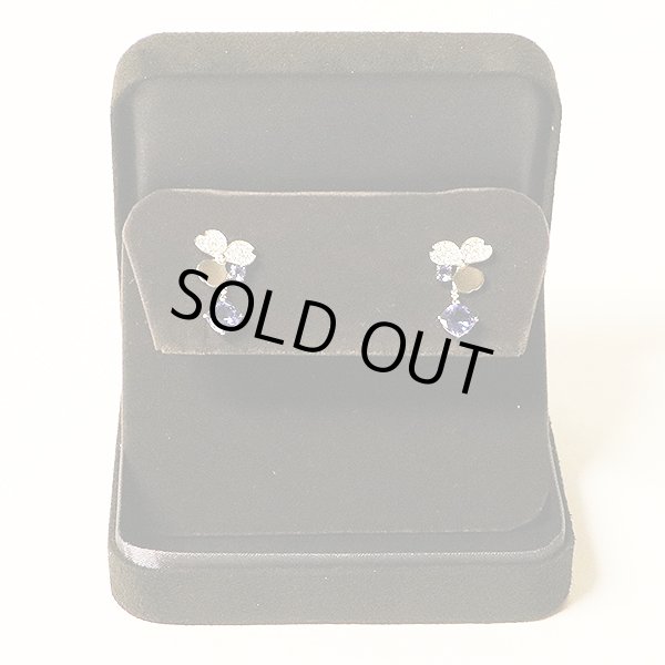 ティファニー　PT950 ペーパーフラワー タンザナイトダイアイリ フラワー ドロップピアス 10.30g　箱