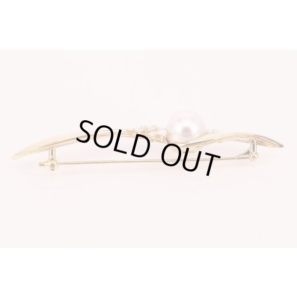 ミキモト　K18 パールダイアイリブローチ 10.50mm 0.68ct 10.00g　サイド