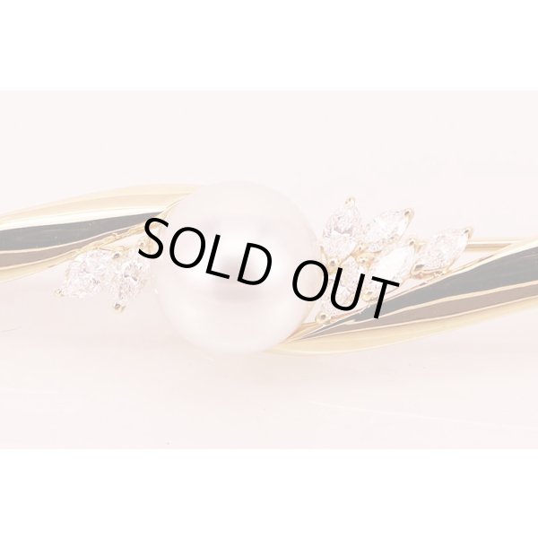 ミキモト　K18 パールダイアイリブローチ 10.50mm 0.68ct 10.00g　拡大