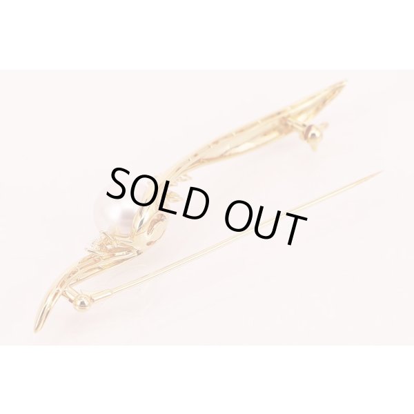 ミキモト　K18 パールダイアイリブローチ 10.50mm 0.68ct 10.00g　留め具