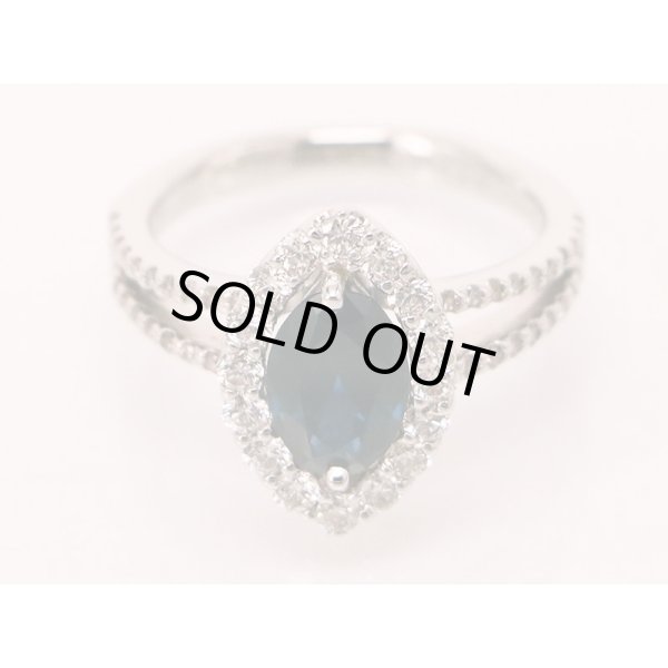 PT900　サファイアダイアイリリング　1.445ct 0.72ct 7.60g　拡大