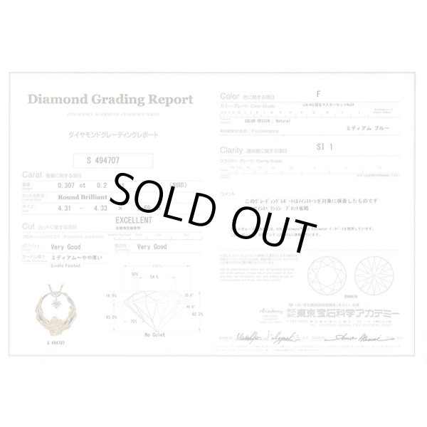 大地真央プロデュース　PT950/K18　ダイアイリペンダントネックレス　0.307ct 0.20ct 13.20g　鑑定書