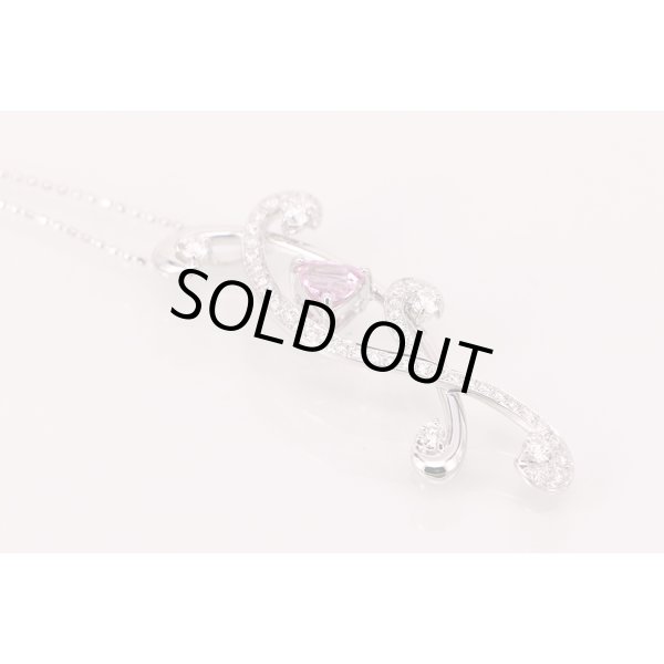 K18WG　ピンクサファイアダイアイリペンダントネックレス　0.62ct 0.61ct 5.10g　サイド