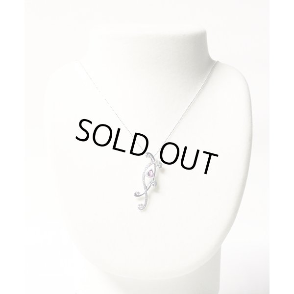 K18WG　ピンクサファイアダイアイリペンダントネックレス　0.62ct 0.61ct 5.10g　装着イメージ