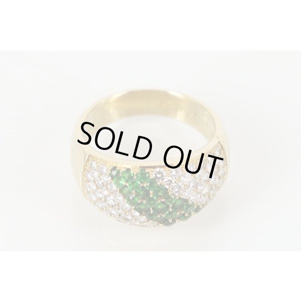 K18　グロッシュラーガーネットダイアイリリング　0.90ct 1.40ct 9.90g　拡大